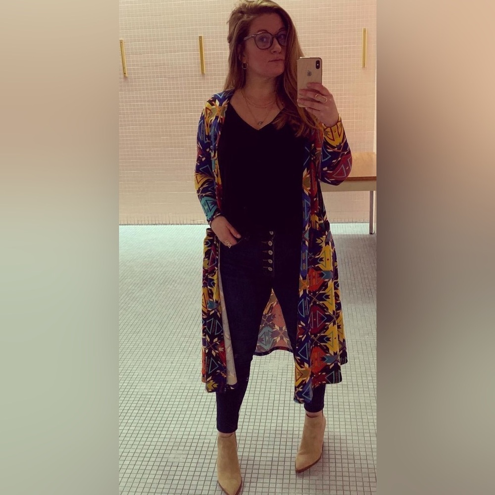 LuLaRoe ⭐️SUPER CUTE ⭐️Colorful Geometric Cardigan knit sweater
